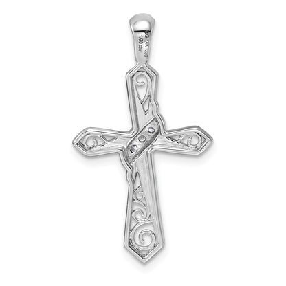 14k White Gold 1/20 carat Diamond Cross Pendant