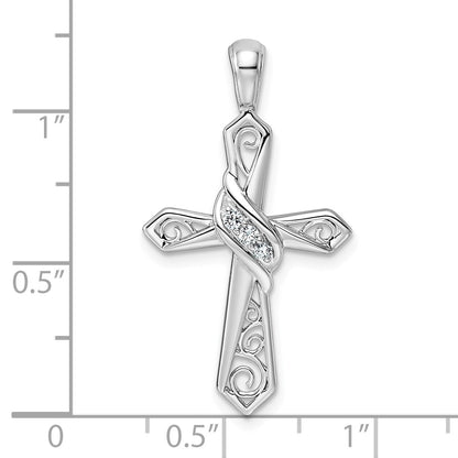 14k White Gold 1/20 carat Diamond Cross Pendant