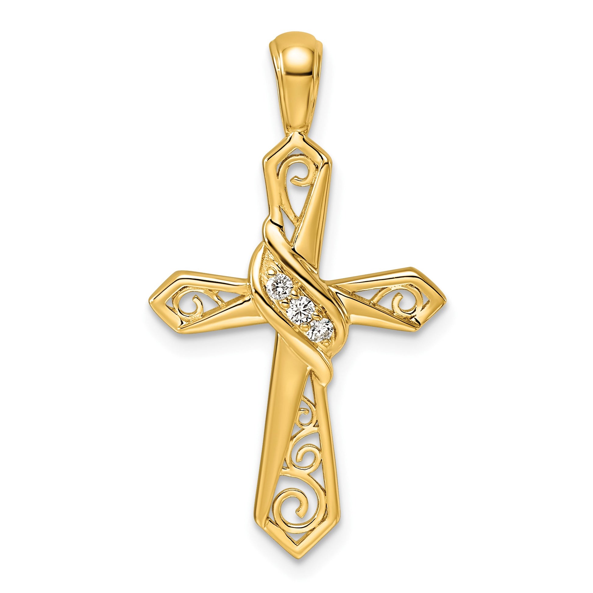 14k 1/20 carat Diamond Cross Pendant