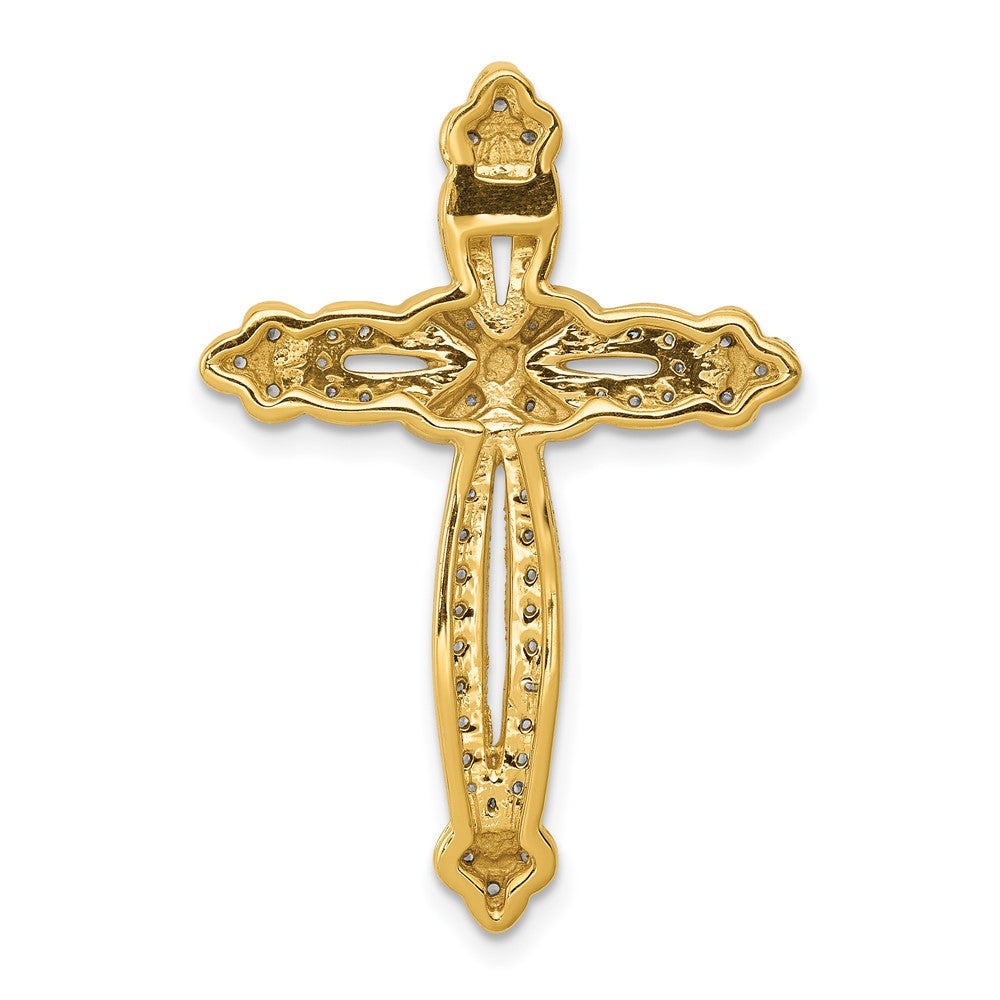 14k 1/4ct. Diamond Budded Cross Chain Slide