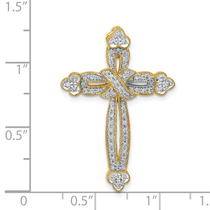 14k 1/4ct. Diamond Budded Cross Chain Slide