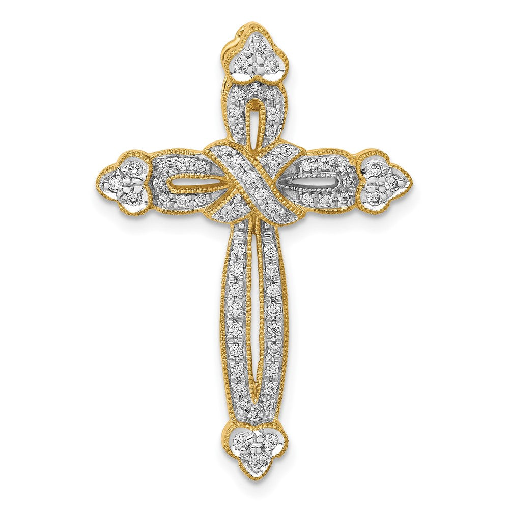 14k 1/4ct. Diamond Budded Cross Chain Slide