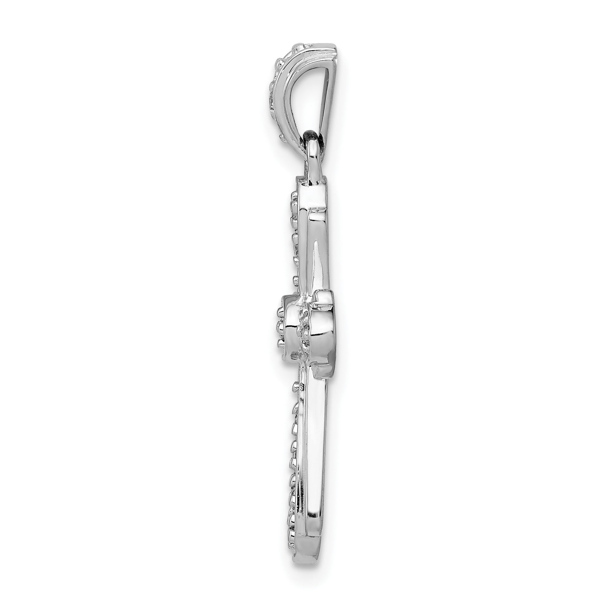 14k White Gold 1/10 carat Diamond Cross Pendant