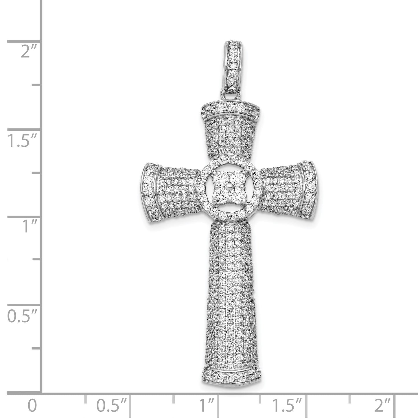 14k White Gold 1.75 carat Diamond Large Cross Pendant