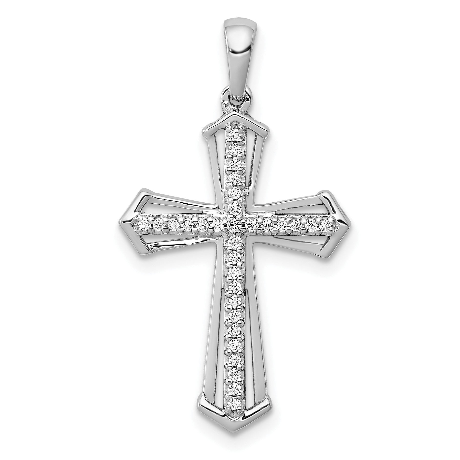 14k White Gold 1/8 carat Diamond Passion Cross Pendant