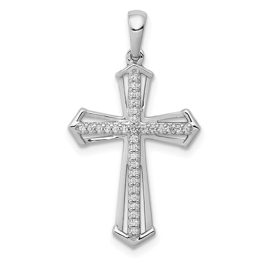 14k White Gold 1/8 carat Diamond Passion Cross Pendant