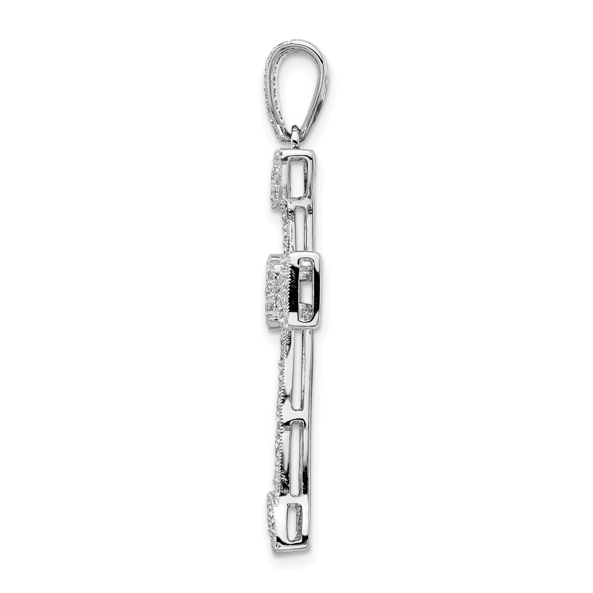 14k White Gold 3/8 carat Diamond Filigree Cross Pendant