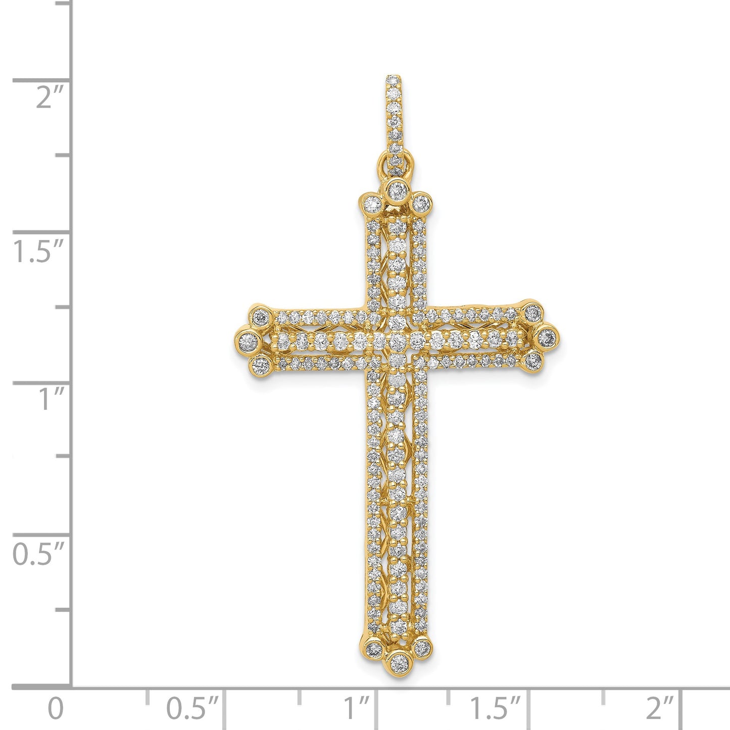 14k 1 carat Diamond Budded Cross Pendant