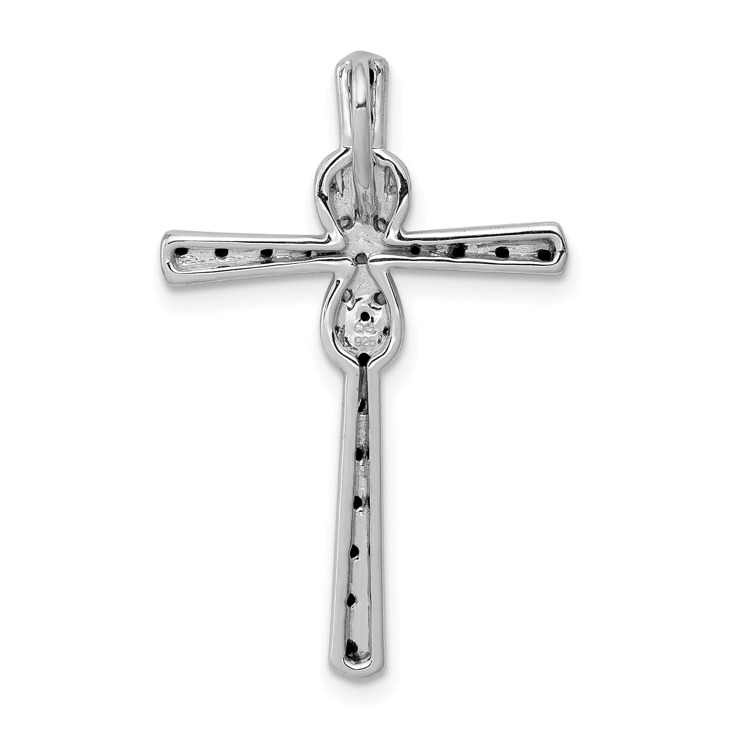 14k White Gold 1/6 carat Black and White Diamond Infinity Cross Chain Slide