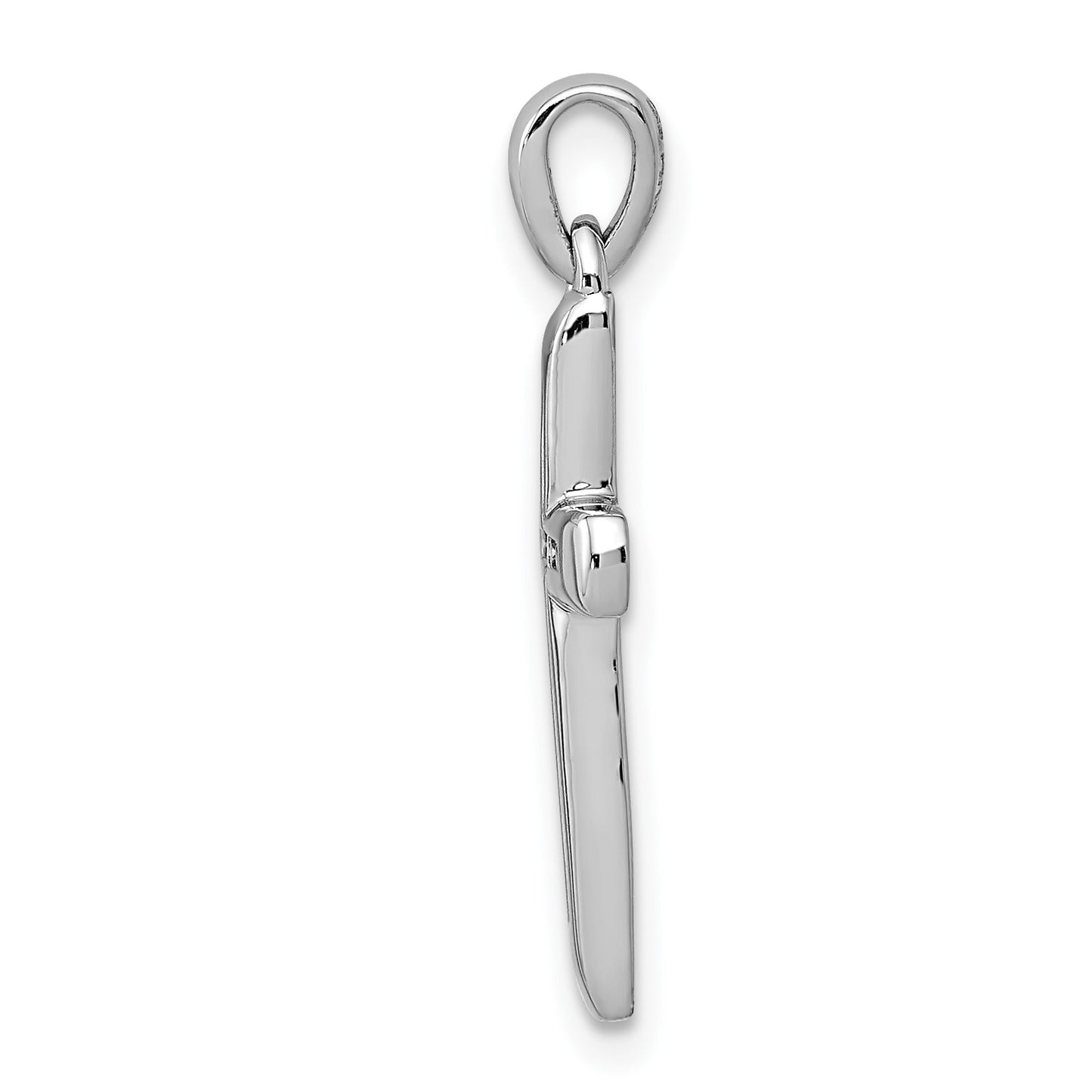 14k White Gold Small 1/10 carat Diamond Cross Pendant
