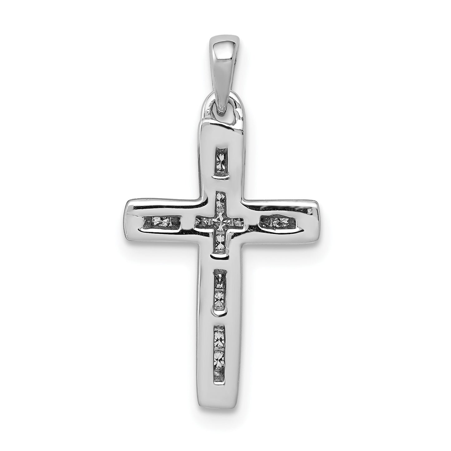 14k White Gold Small 1/10 carat Diamond Cross Pendant