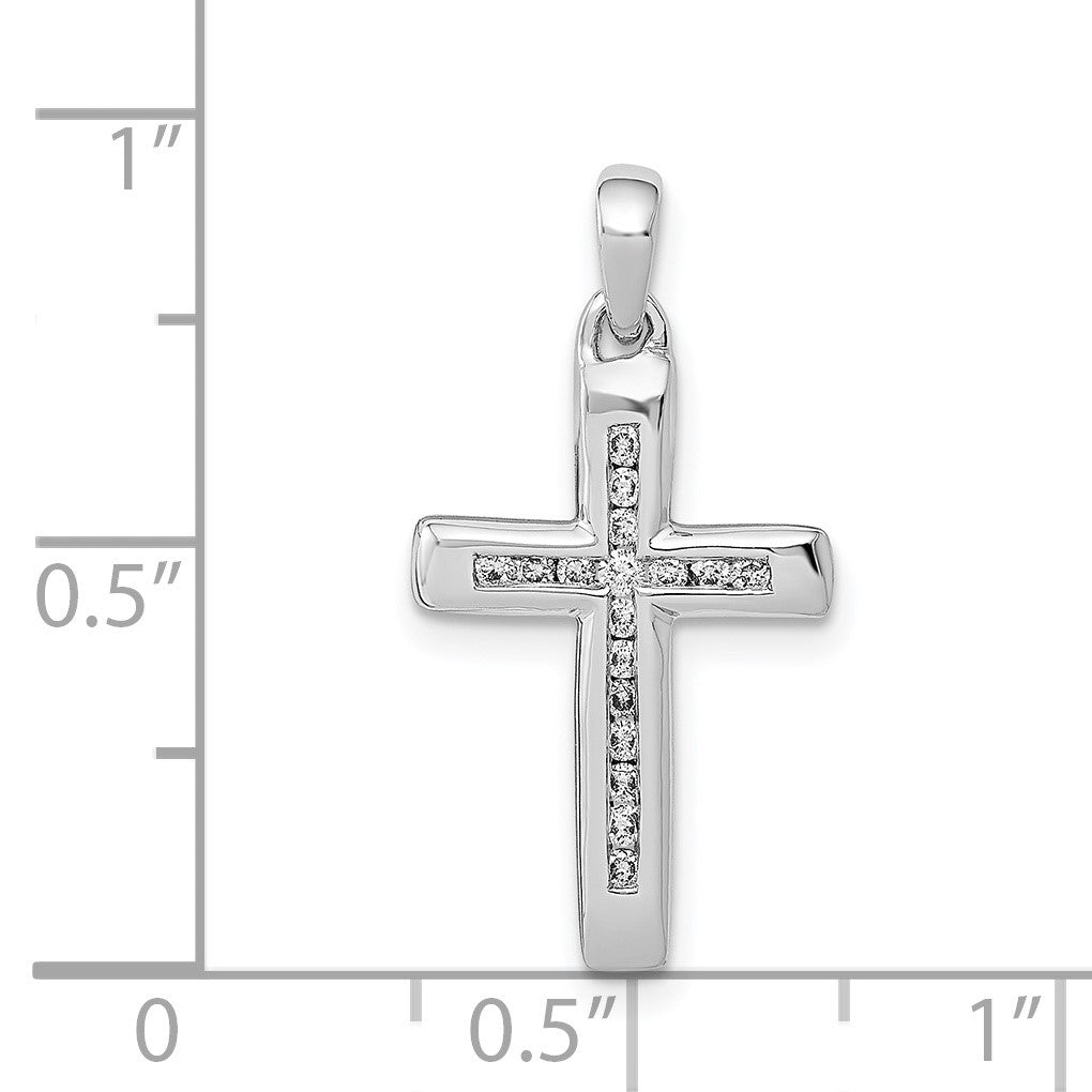 14k White Gold Small 1/10 carat Diamond Cross Pendant