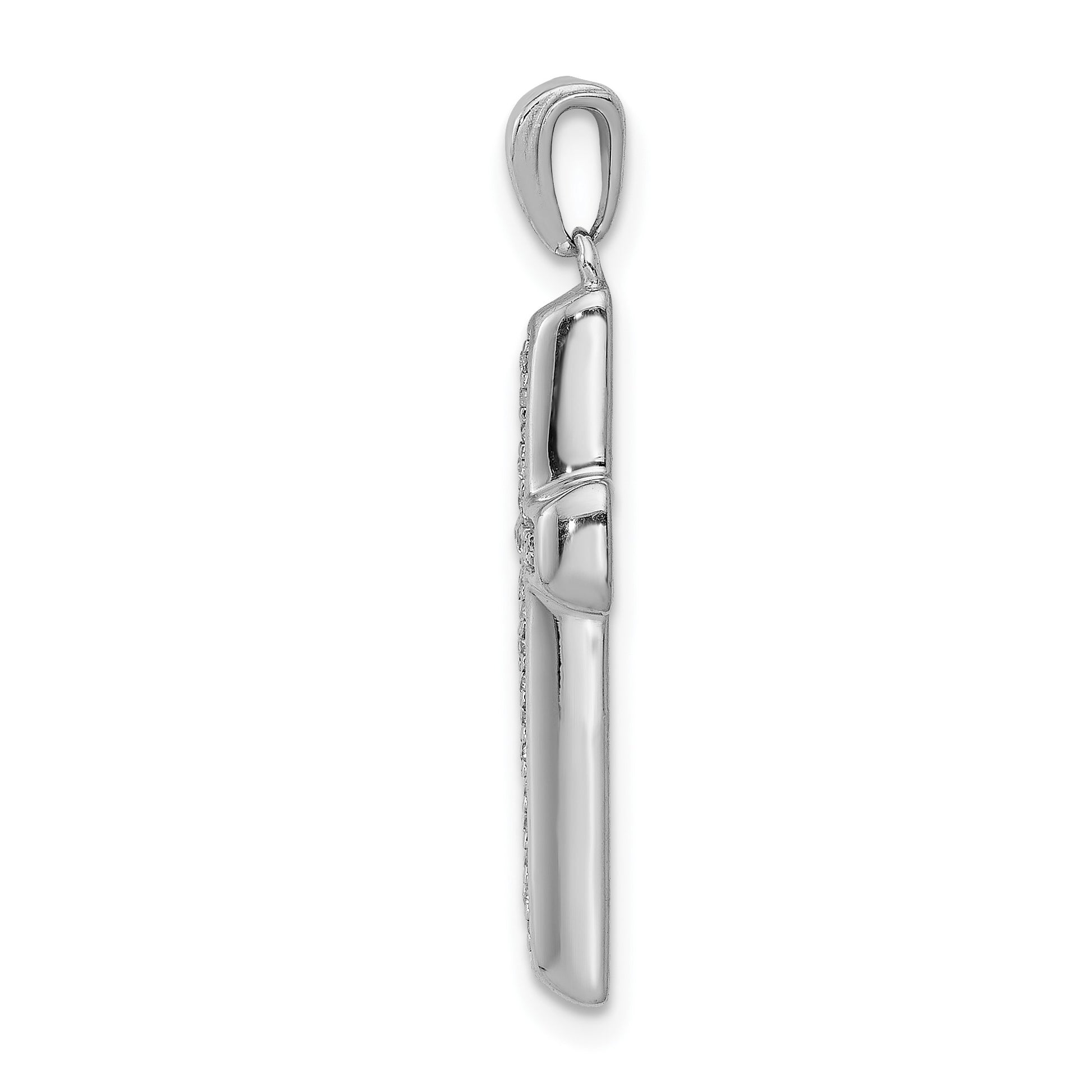 14k White Gold Large 1/10 carat Diamond Cross Pendant