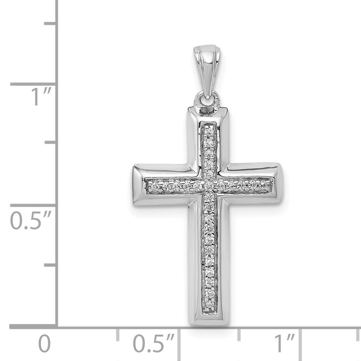 14k White Gold Large 1/10 carat Diamond Cross Pendant
