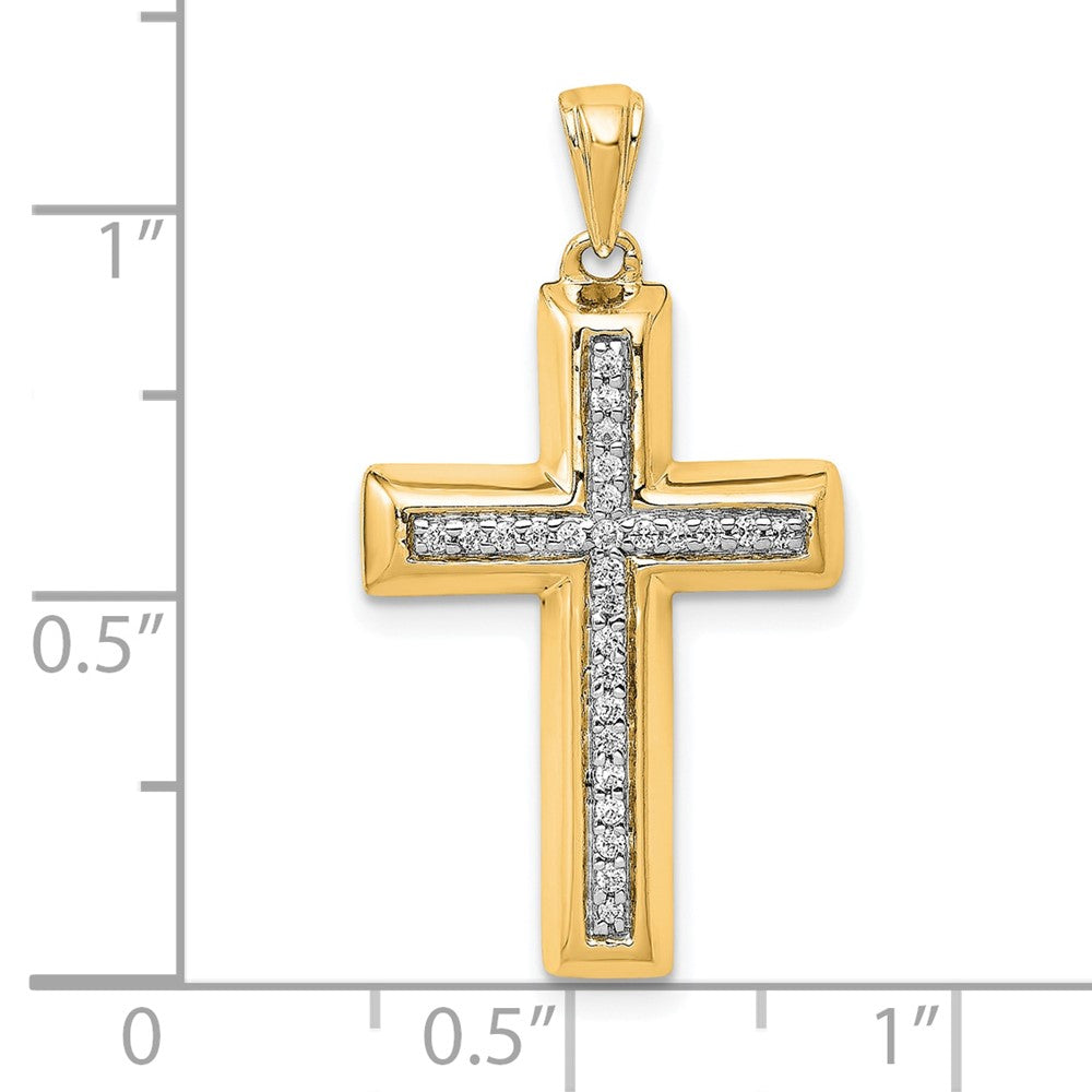 14k Large 1/10ct. Diamond Cross Pendant