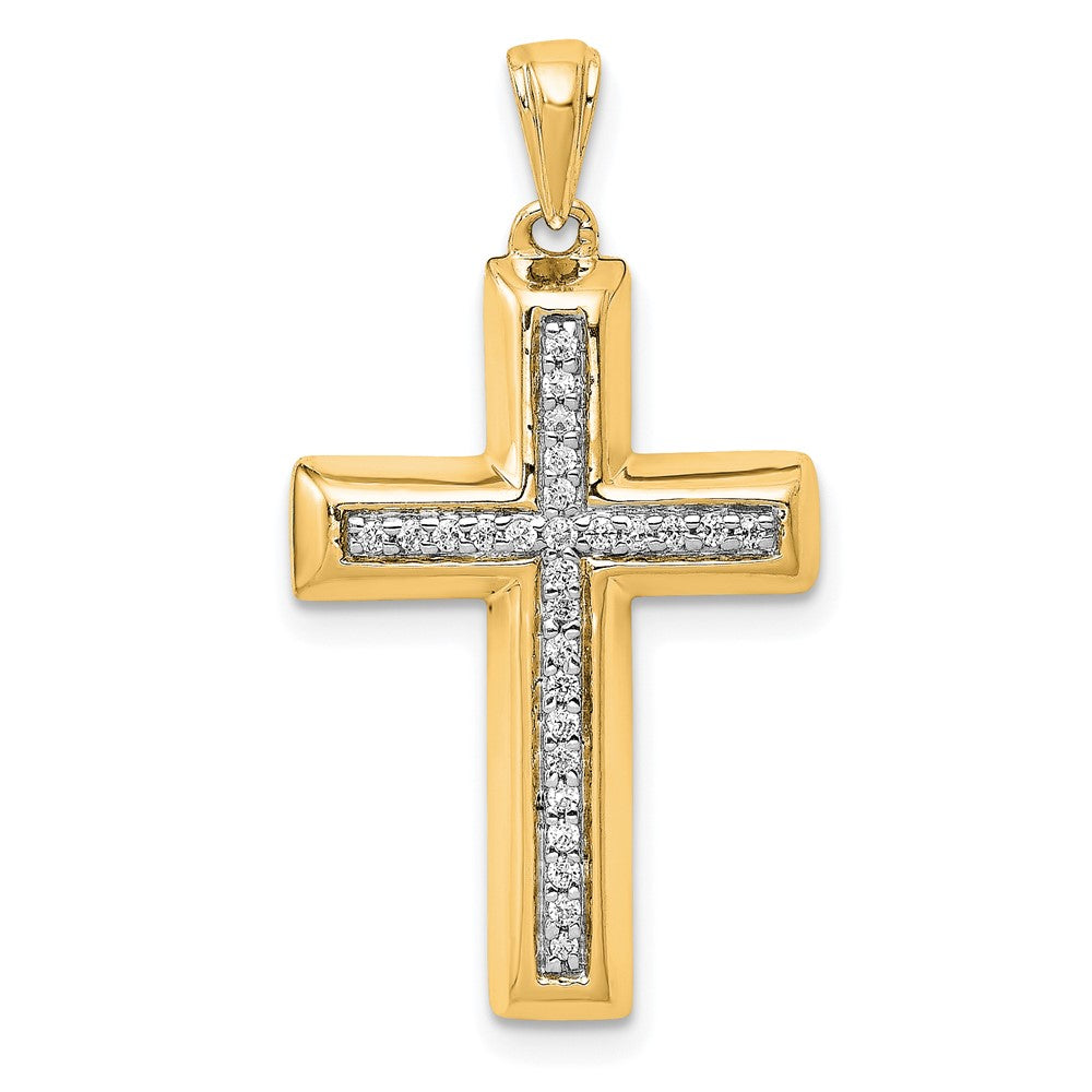 14k Large 1/10ct. Diamond Cross Pendant