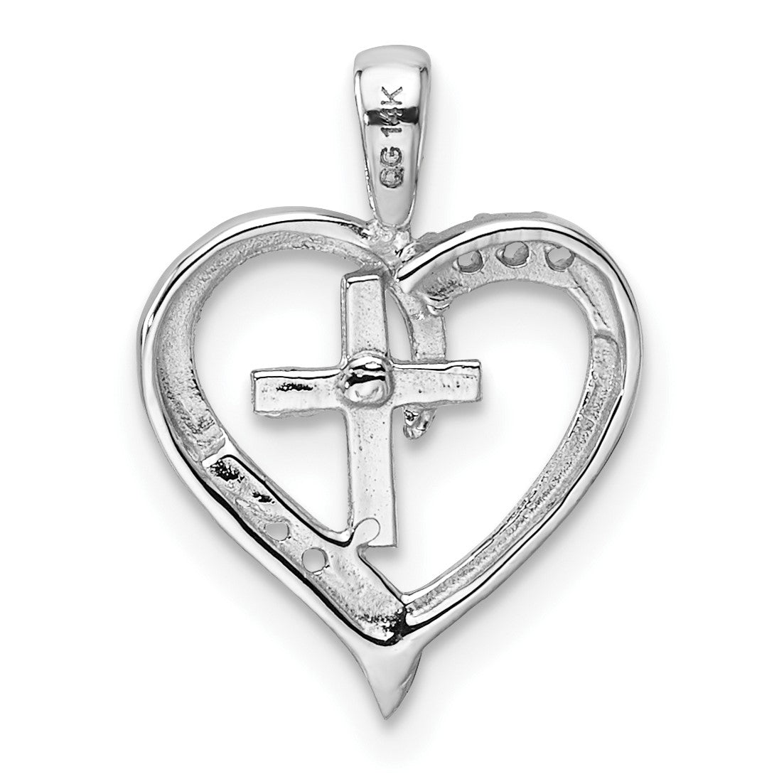 14k White Gold Heart Cross Pendant Mounting