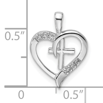14k White Gold Heart Cross Pendant Mounting