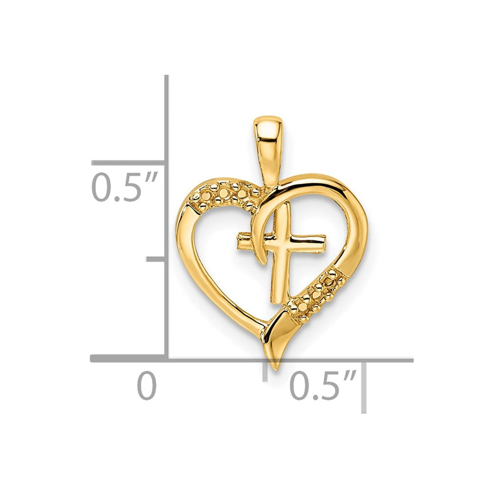 14k Heart Cross Pendant Mounting