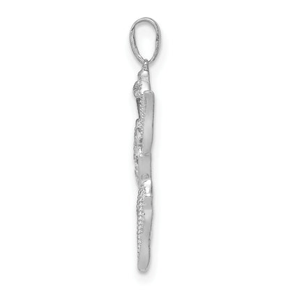 14k White Gold Diamond Cut-out Angel Pendant