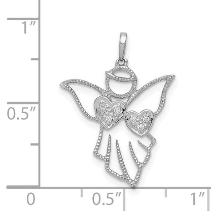 14k White Gold Diamond Cut-out Angel Pendant