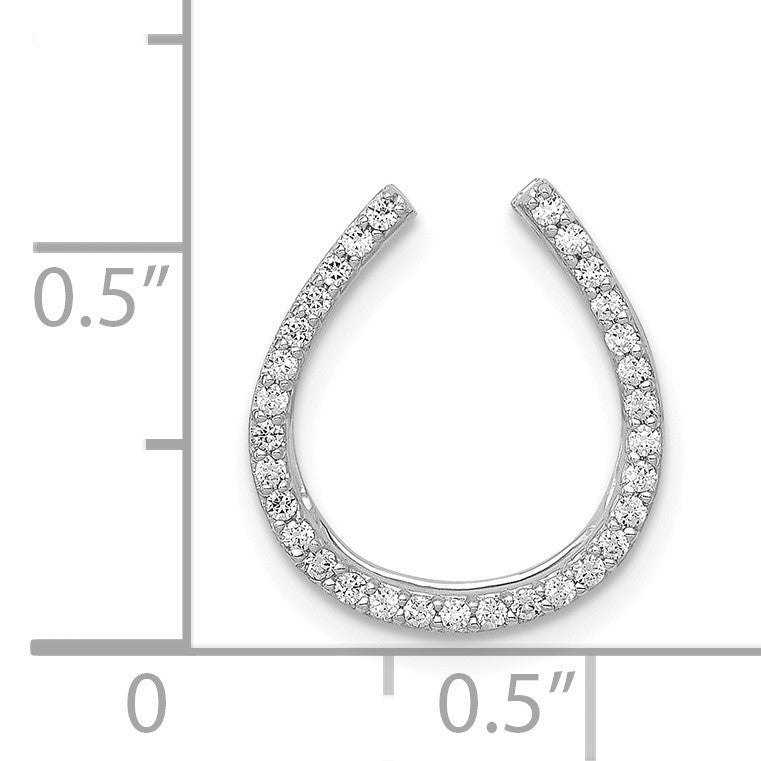 14k White Gold 1/6 carat Diamond Horseshoe Chain Slide