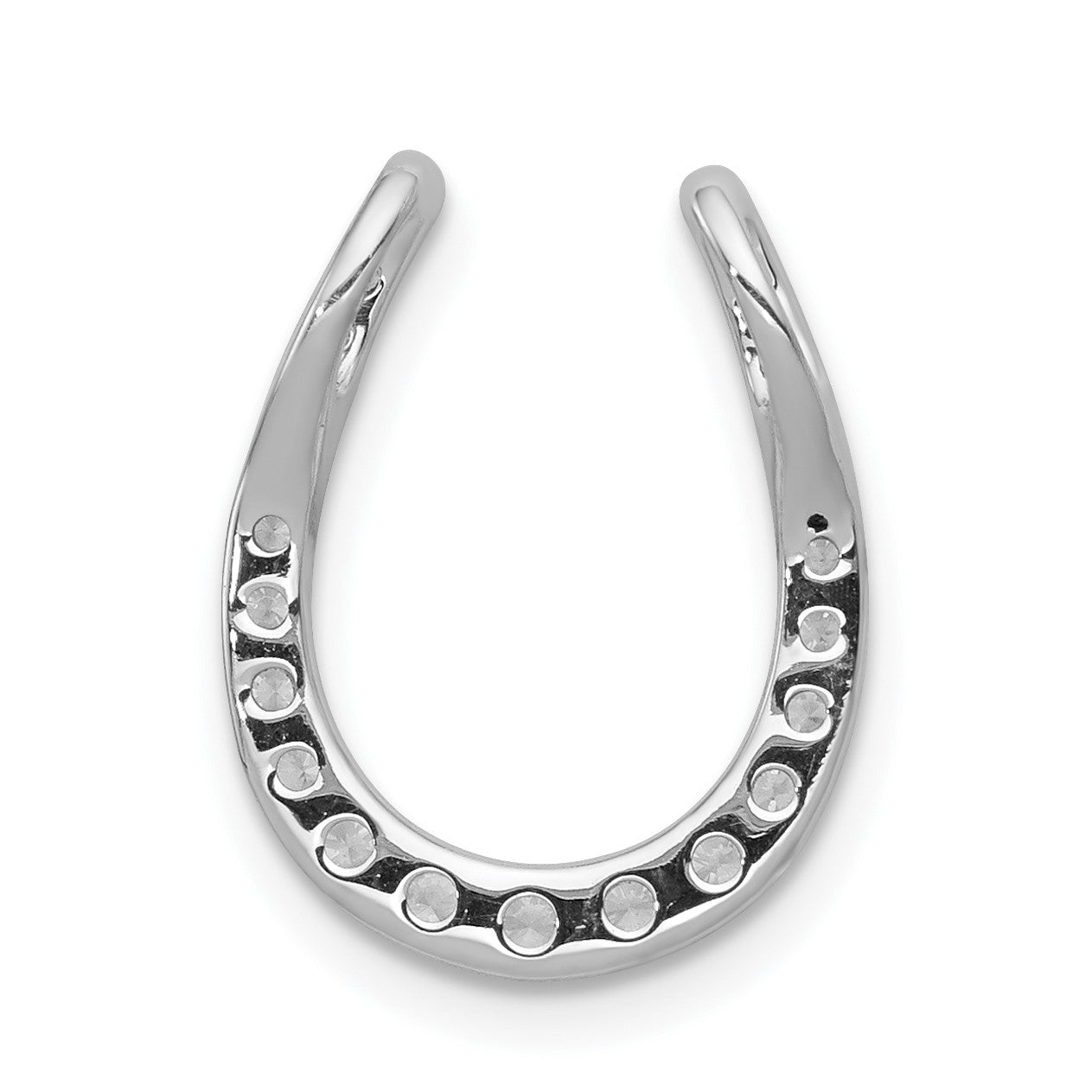 14k White Gold 1/4 carat Diamond Horseshoe Chain Slide