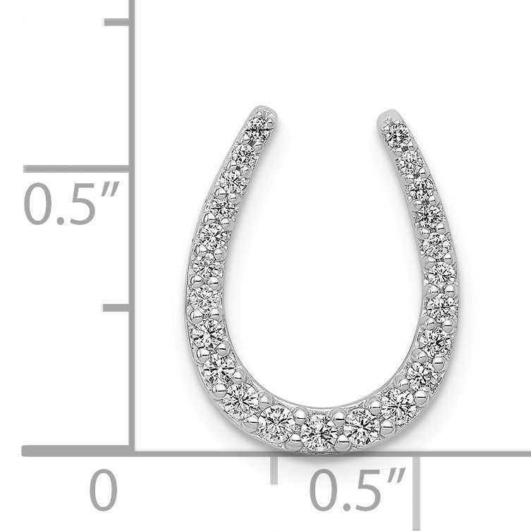 14k White Gold 1/4 carat Diamond Horseshoe Chain Slide