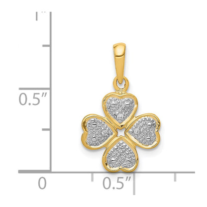 14k .02ct.Diamond Four Leaf Clover Pendant