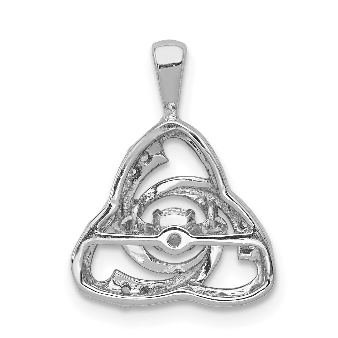 14k White Gold 1/5 carat Vibrant Moving Diamond Celtic Pendant