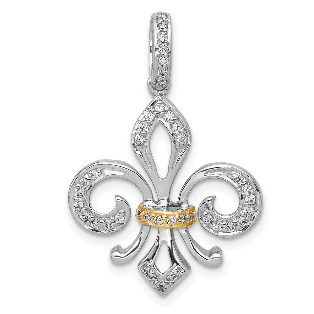 14k Two-Tone Diamond Fleur De Lis Pendant