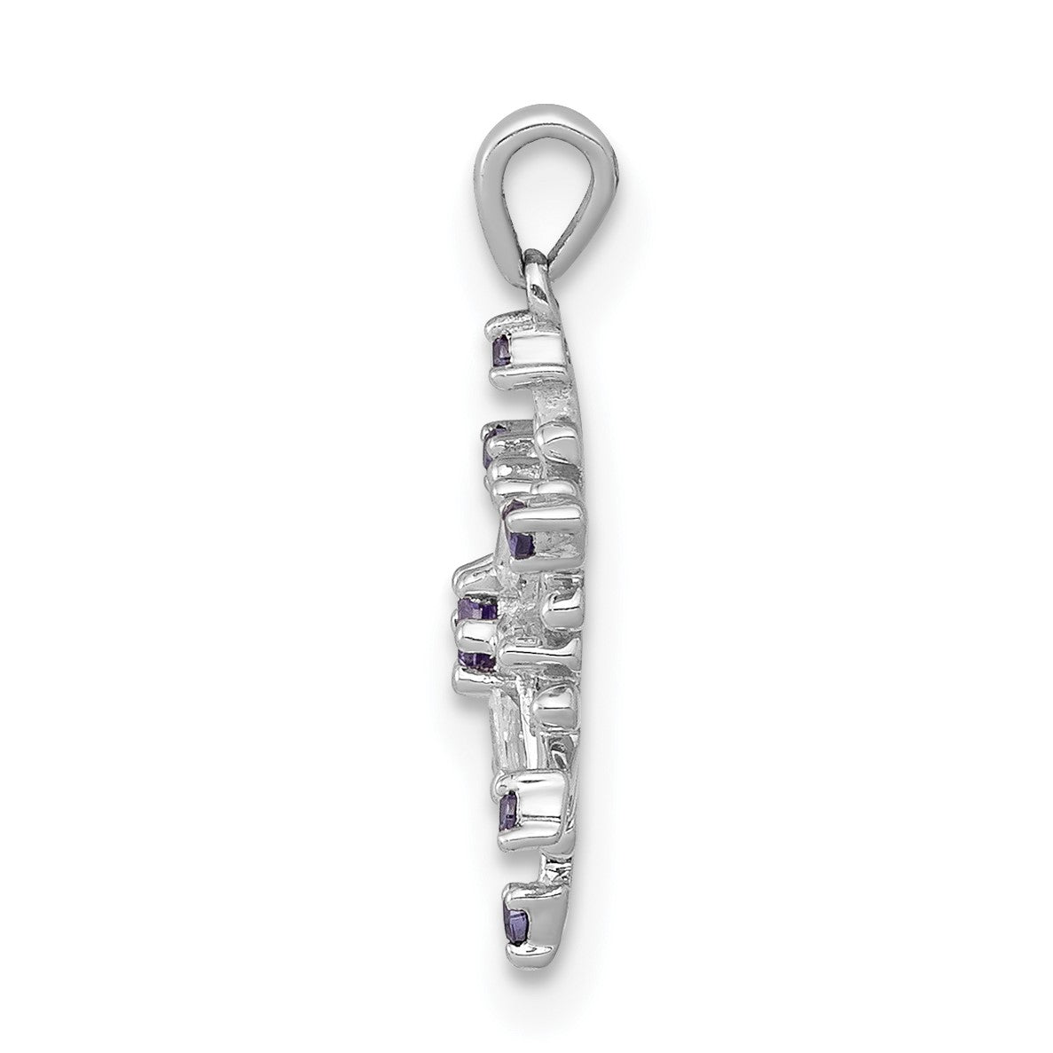 14k White Gold 1/10 carat Blue and White Diamond Snowflake Pendant