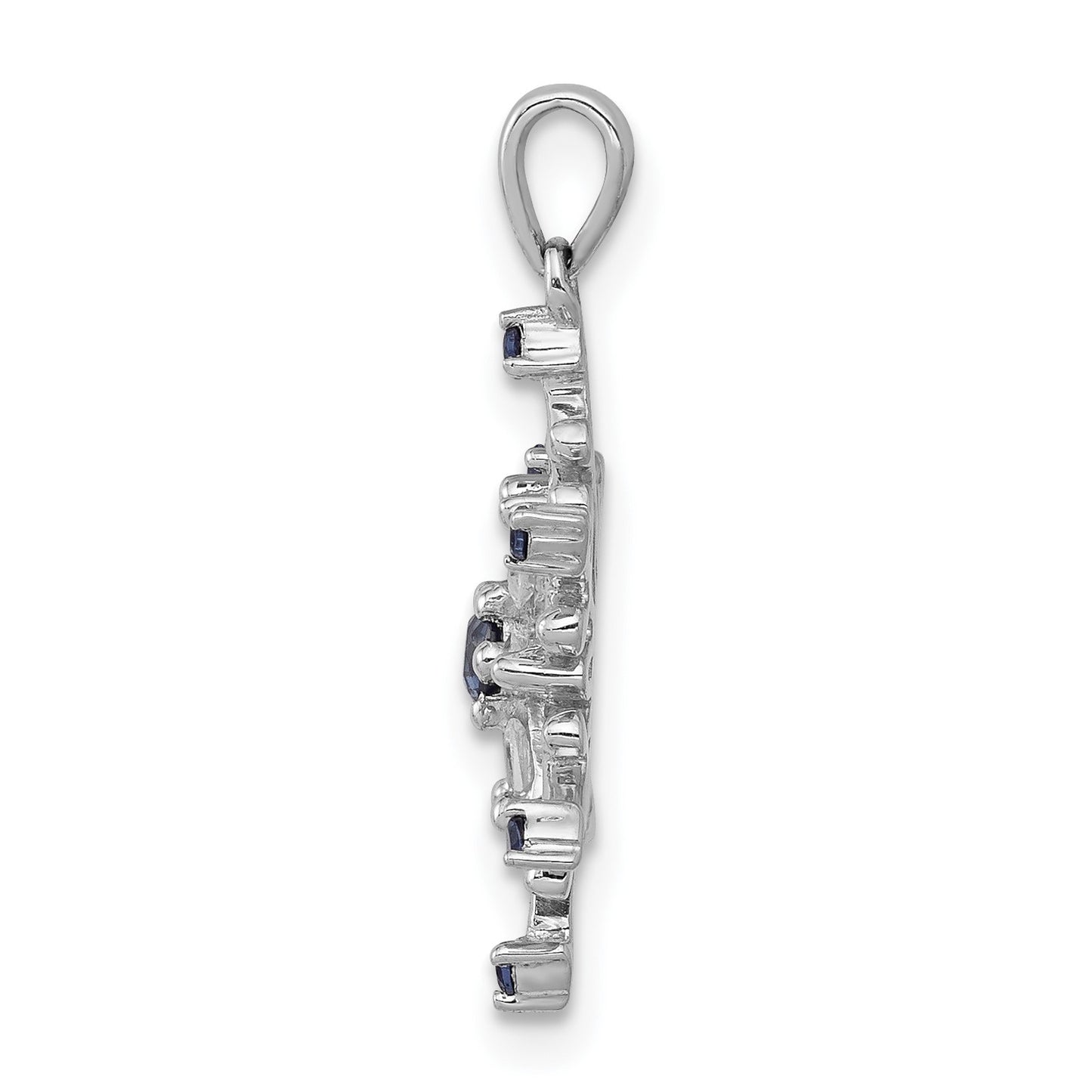 14k White Gold 1/6 carat Blue and White Diamond Snowflake Pendant