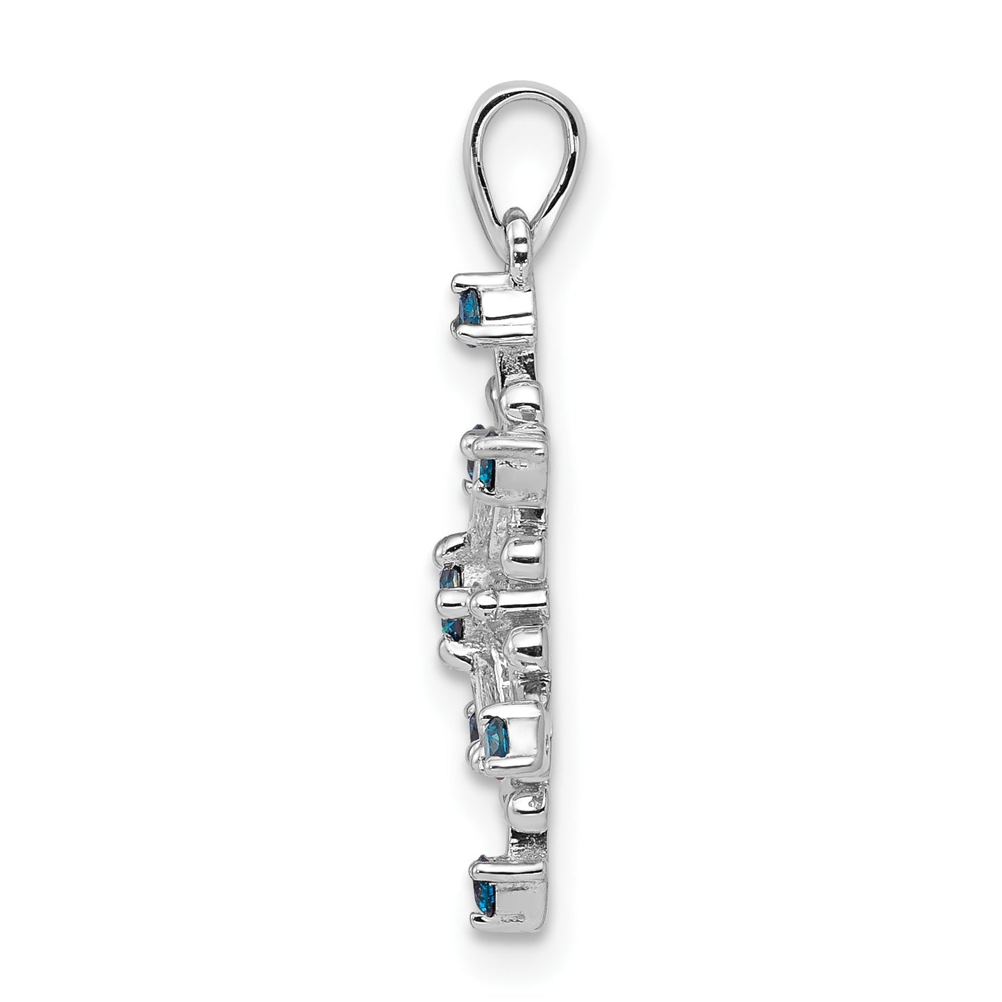 14k White Gold 1/4 carat Blue and White Diamond Snowflake Pendant