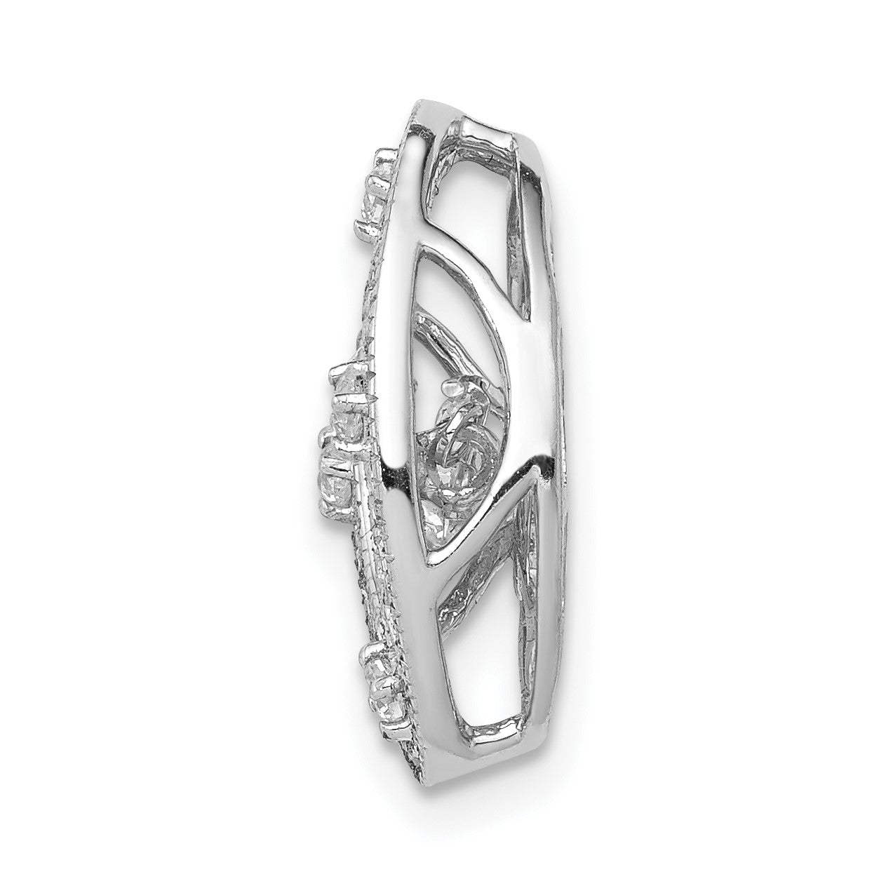 14k White Gold 1/4 carat Vibrant Moving Diamond Vintage Oval Filigree Chain Slide