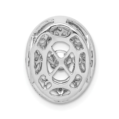 14k White Gold 1/4 carat Vibrant Moving Diamond Vintage Oval Filigree Chain Slide