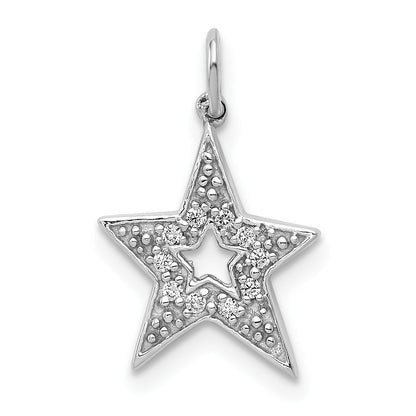 14k White Gold 1/20 carat Diamond Star Charm
