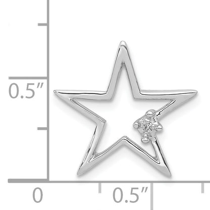 14k White Gold Diamond Star Chain Slide