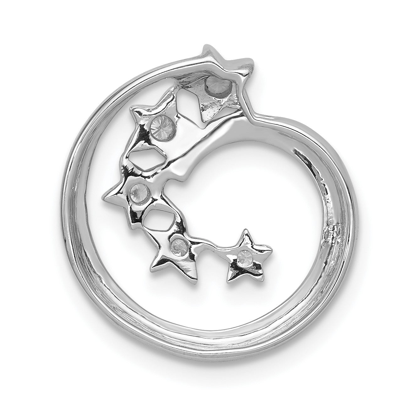 14k White Gold 1/15 carat Diamond Stars Chain Slide