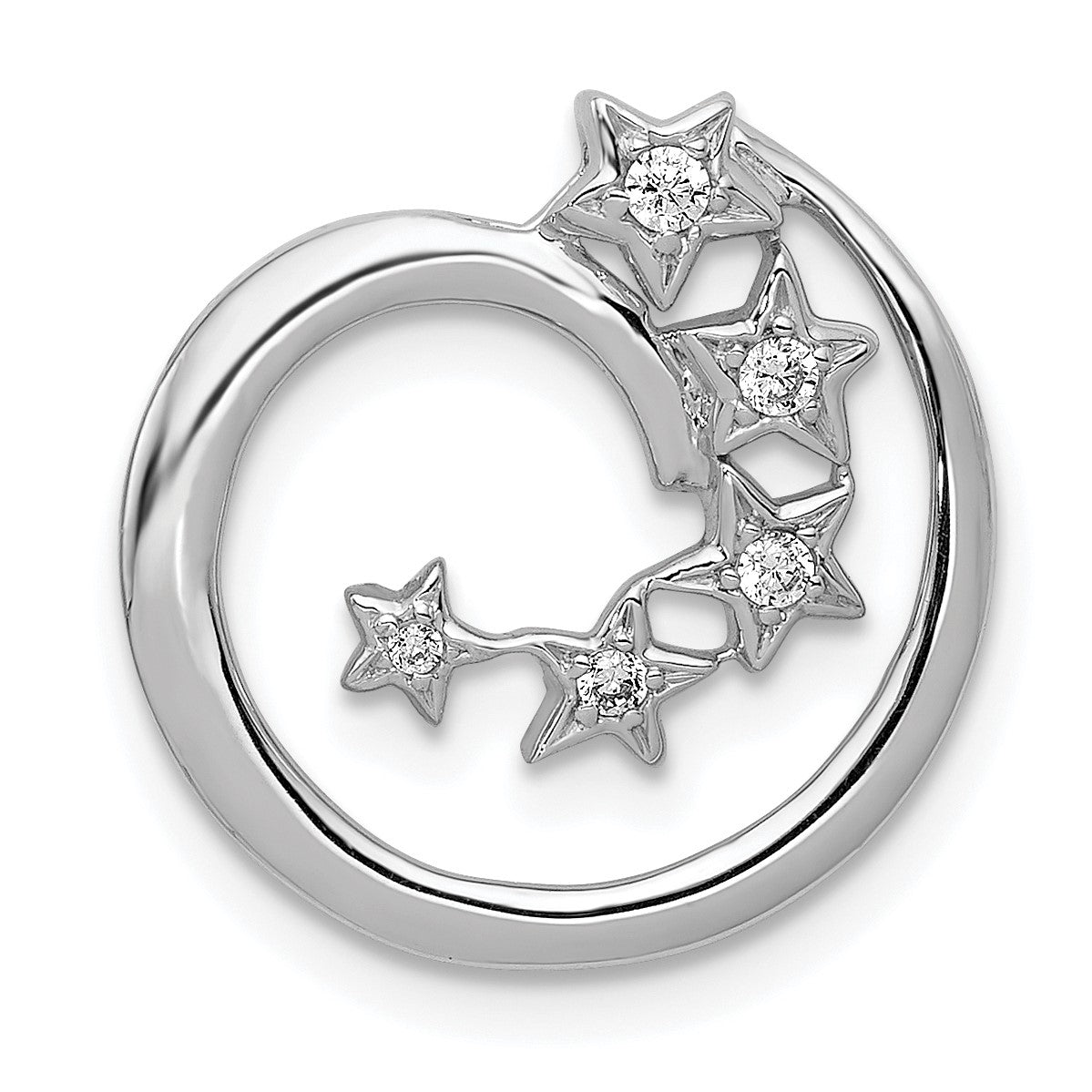 14k White Gold 1/15 carat Diamond Stars Chain Slide