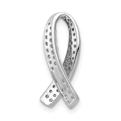 14k White Gold 1/3 carat Diamond Awareness Ribbon Chain Slide