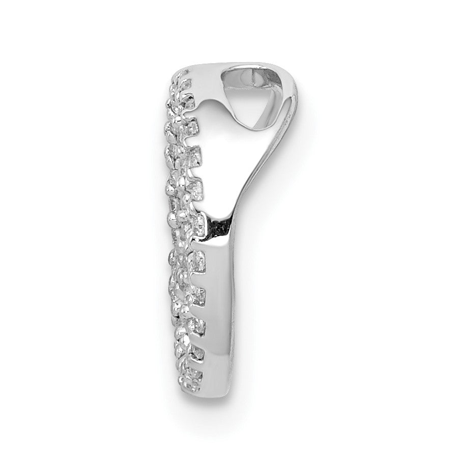 14k White Gold 1/6 carat Diamond Peace Sign Chain Slide