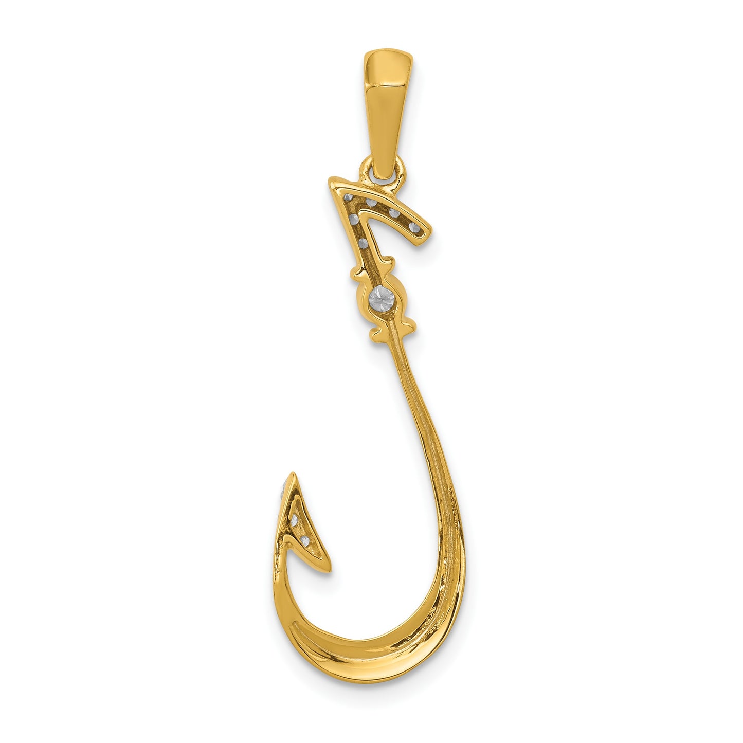 14k Diamond Fish Hook Pendant
