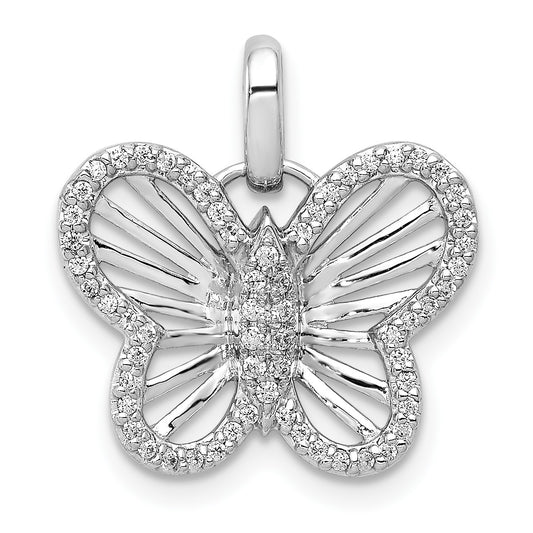 14k White Gold 1/5 carat Diamond Butterfly Pendant