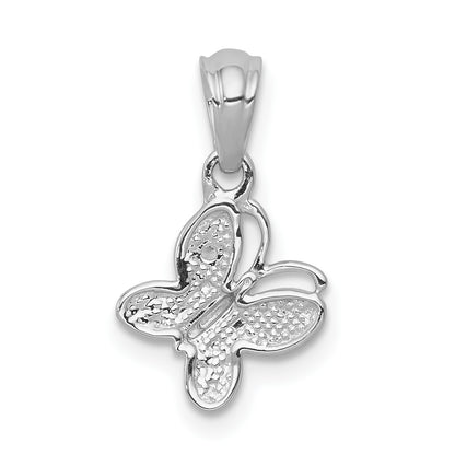 14k White Gold .01 carat Diamond Butterfly Pendant