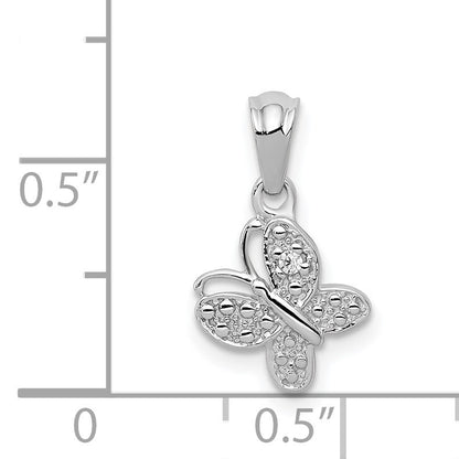 14k White Gold .01 carat Diamond Butterfly Pendant