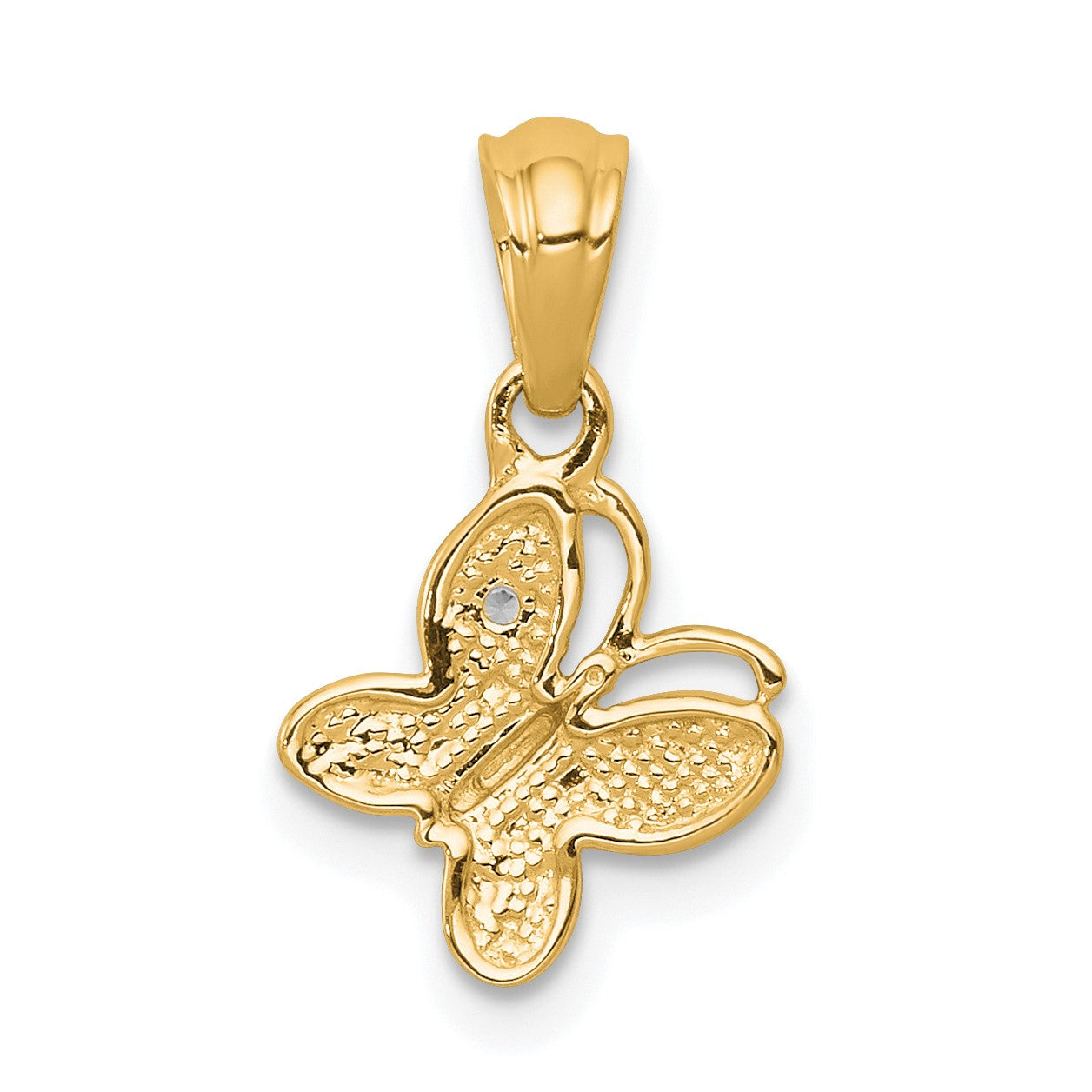 14k Polished .01 carat Diamond Butterfly Pendant