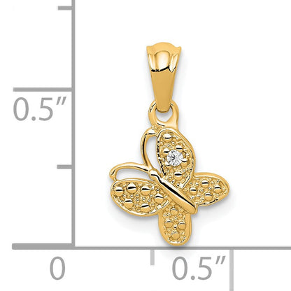 14k Polished .01 carat Diamond Butterfly Pendant