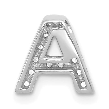 14K White Gold Diamond Letter A Initial Charm