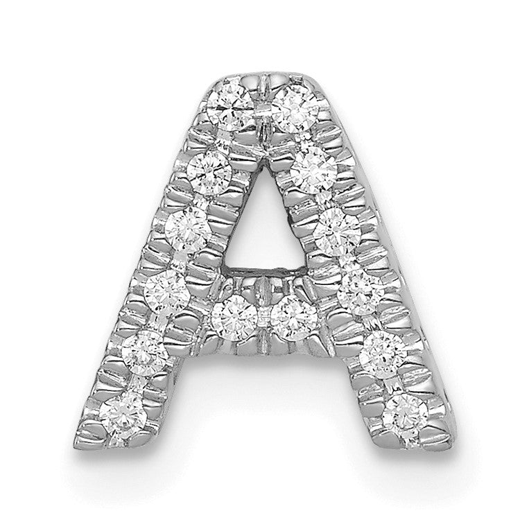 14K White Gold Diamond Letter A Initial Charm